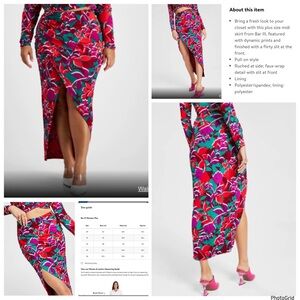 Bar III 2X plus size shadow shine midi slit skirt NWT